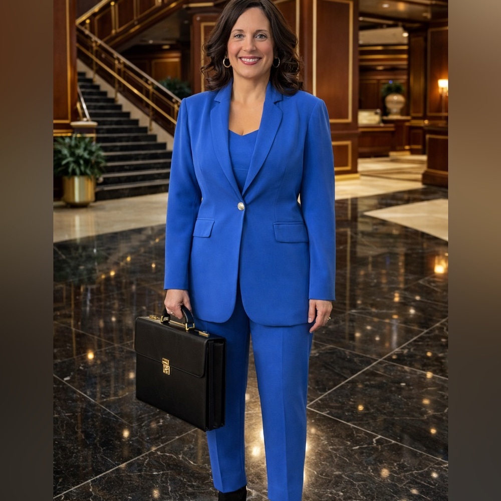 GeeGee Royal Blue 3 piece Pantsuit Size Medium NWT